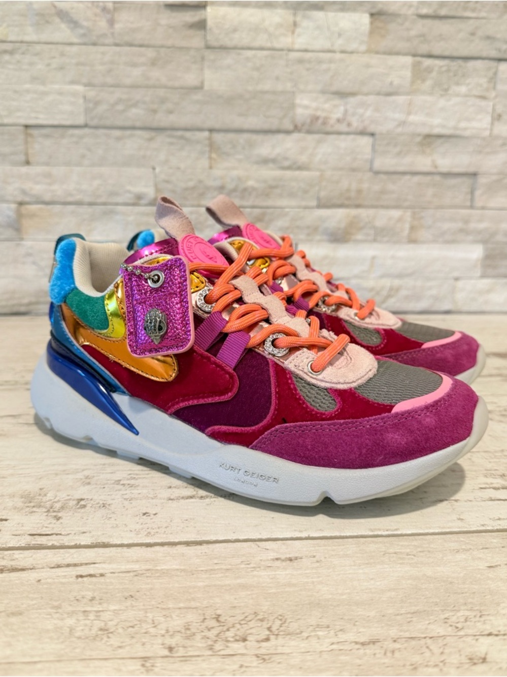 KURT GEIGER LONDON Suede Kurt Runner Sneakers Size 35.5EU-5.5US RAINBOW New